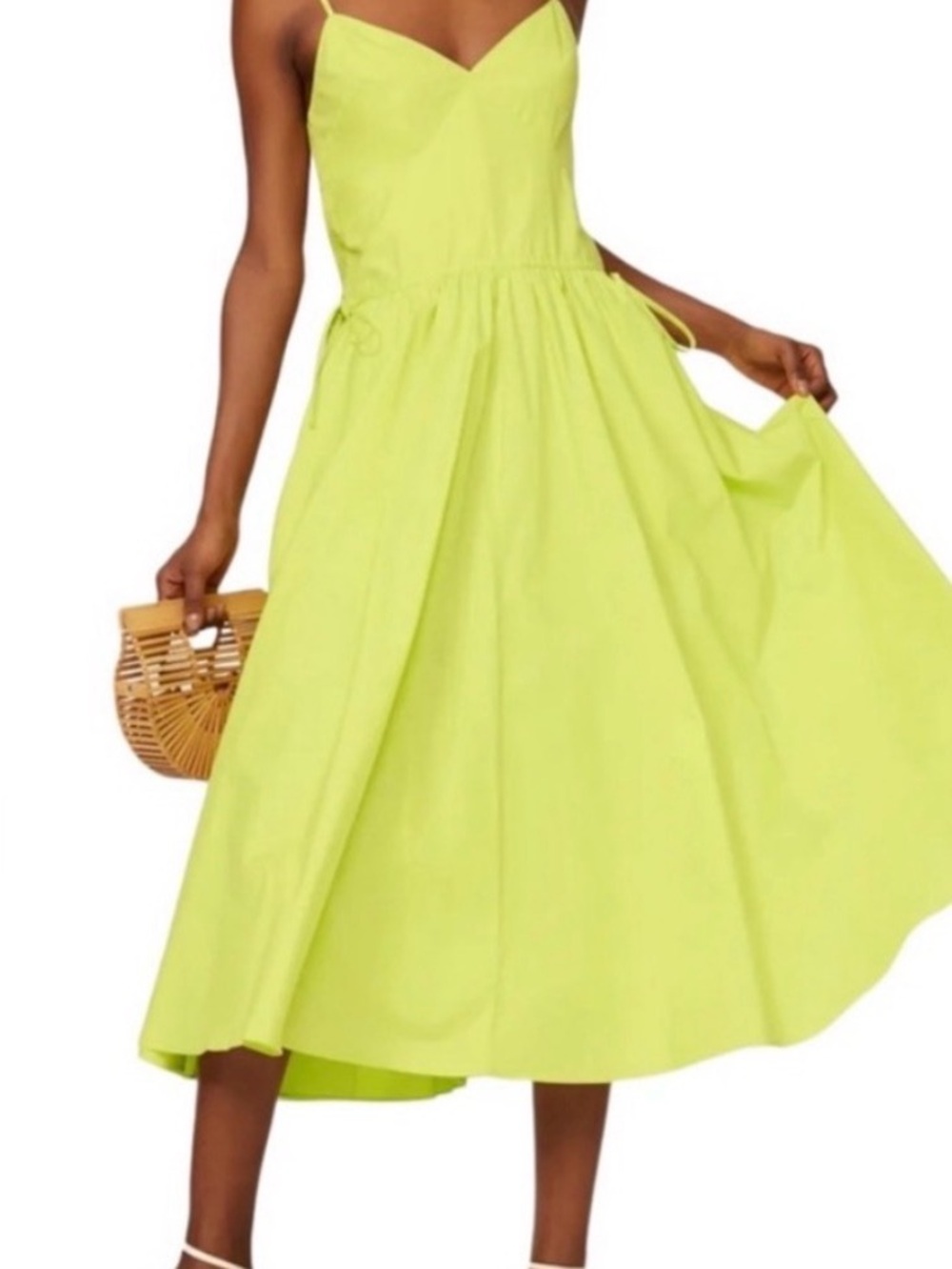 Jason Wu Pale Lime V-Neck Midi Dress from Rent the Runway